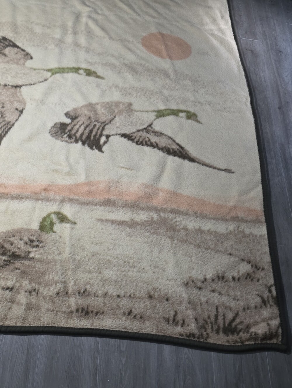 Vintage 1980's Ibena Canada Geese Malard Duck Migration 68 X 84 Sunset Birds - Picture 6 of 10